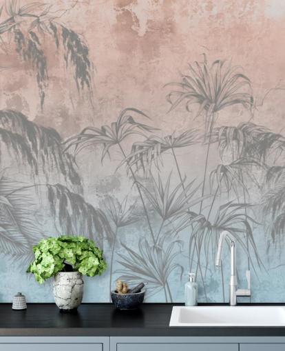 pink and blue palm trees wallpaper