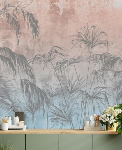 pink and blue palm trees wallpaper