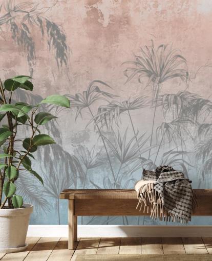 roze en blauwe palmbomen behang roze en blauwe palmbomen behang