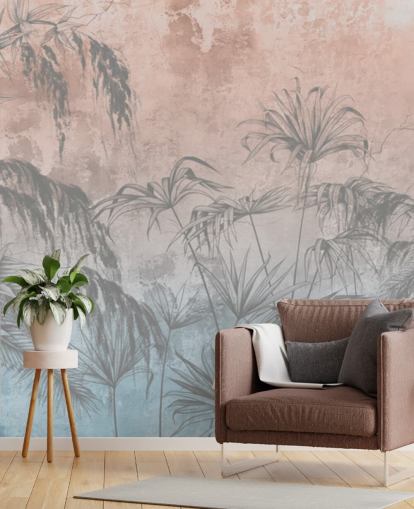 pink and blue palm trees wallpaper