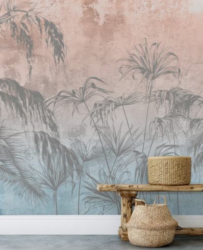 pink and blue palm trees wallpaper