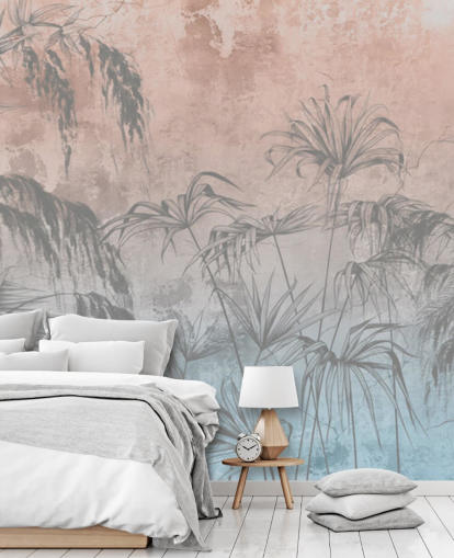 pink and blue palm trees wallpaper