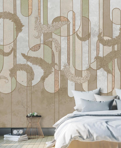 neutral brun art deco tapet