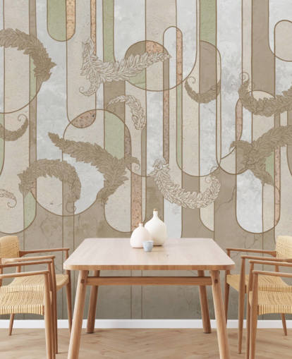 papel de parede art déco marrom neutro