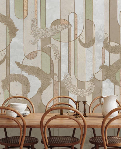 neutrale braune Art Deco Tapete