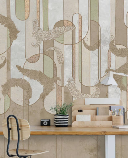 papier peint art déco brun neutre