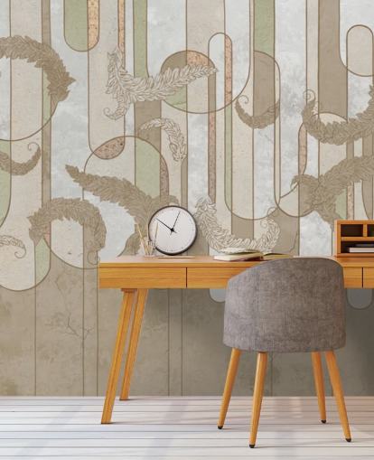 neutral brun art deco tapet