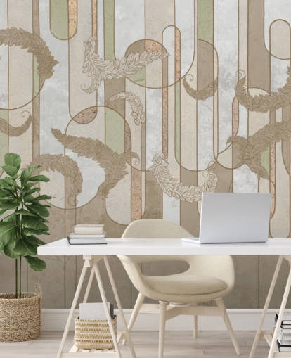 papier peint art déco brun neutre