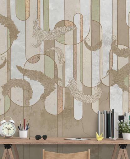 neutrale braune Art Deco Tapete