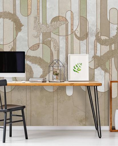 papel pintado art deco marrón neutro