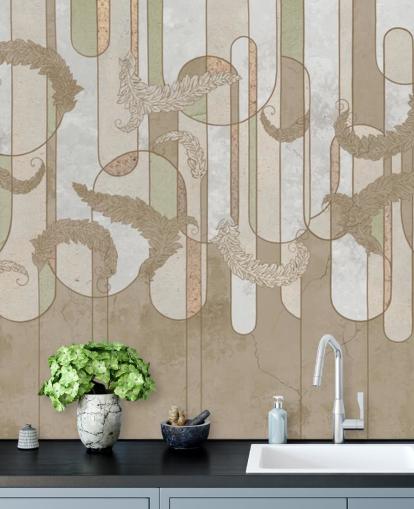 neutral brun art deco tapet