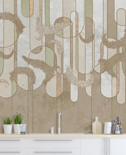 nøytral brun art deco tapet