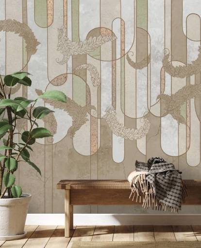 neutrale braune Art Deco Tapete