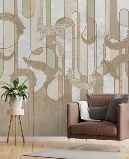 papel pintado art deco marrón neutro