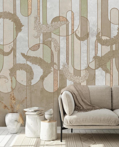 neutral brown art deco wallpaper