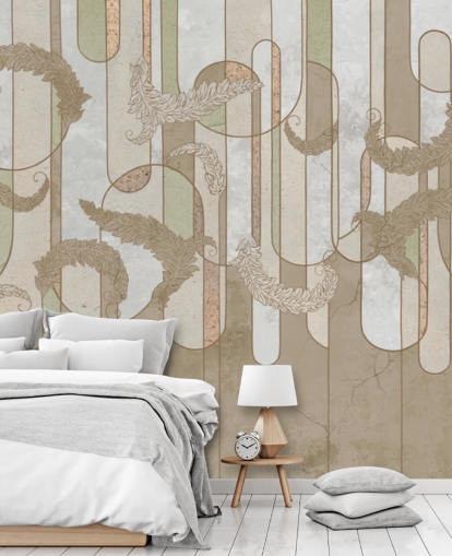 papel pintado art deco marrón neutro