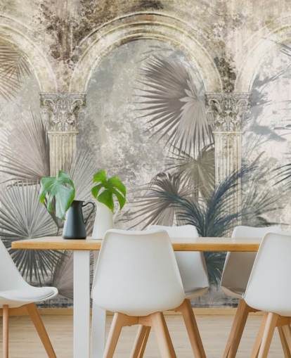 fond d'écran gris foncé plantes tropicales et anciens piliers fond d'écran gris foncé plantes tropicales et anciens piliers