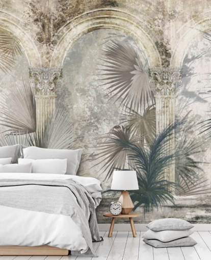 dark grey tropical plants and ancient pillars wallpaper dark grey tropical plants and ancient pillars wallpaper