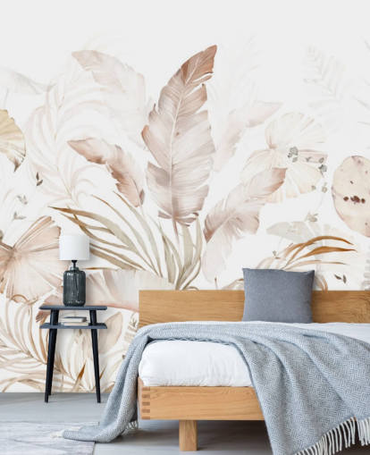 neutral palm leaves wallpaper