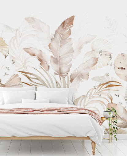 neutral palm leaves wallpaper