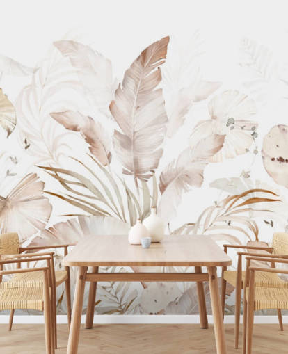 papel de parede neutro de folhas