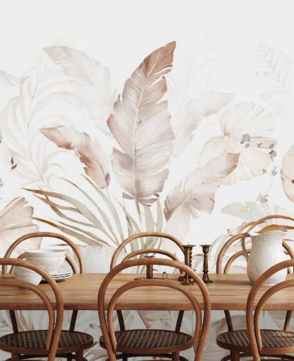 papel de parede neutro de folhas