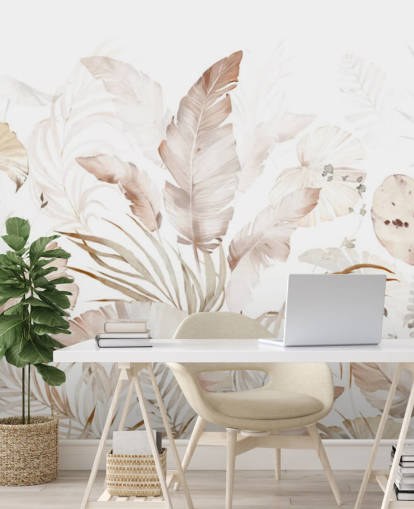 papel de parede neutro de folhas