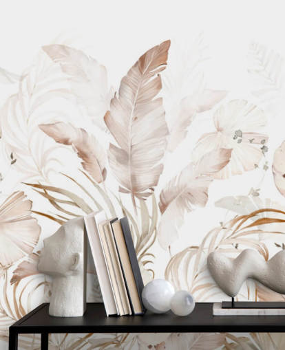 papel de parede neutro de folhas