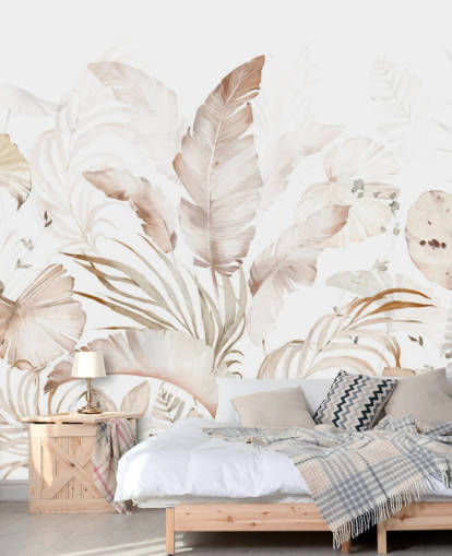 papel de parede neutro de folhas papel de parede neutro de folhas