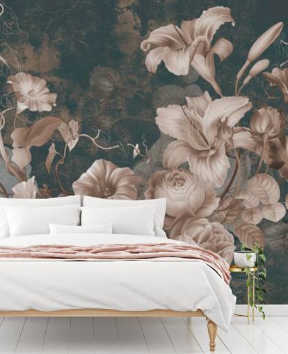 fleurs rose poussiéreux sur fond foncé fond d'écran