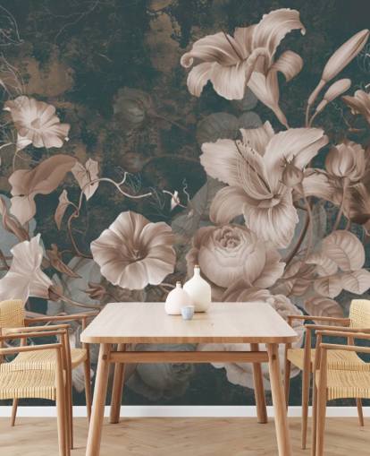 fleurs rose poussiéreux sur fond foncé fond d'écran