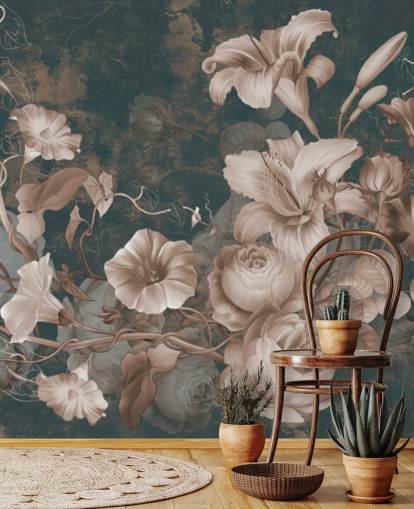 støvede lyserøde blomster mod mørk baggrund tapet støvede lyserøde blomster mod mørk baggrund tapet