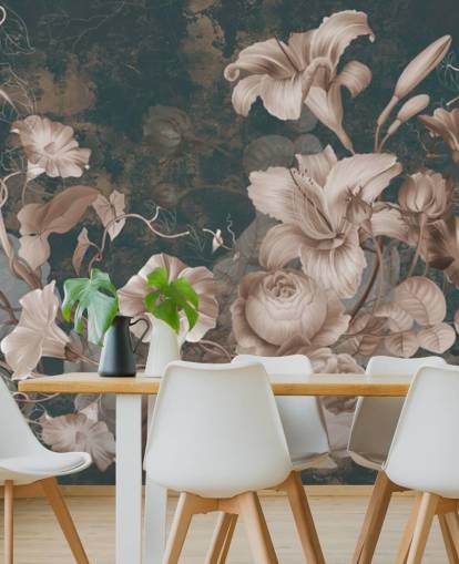 dusty pink flowers against dark background wallpaper dusty pink flowers against dark background wallpaper