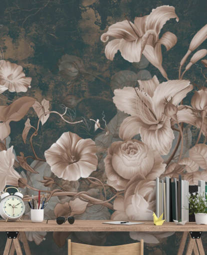 fleurs rose poussiéreux sur fond foncé fond d'écran