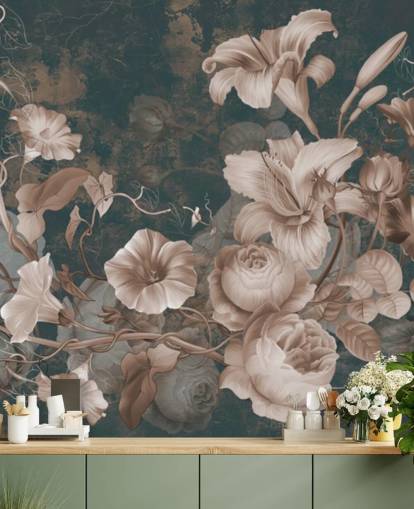 fiori rosa polveroso su sfondo scuro carta da parati fiori rosa polveroso su sfondo scuro carta da parati