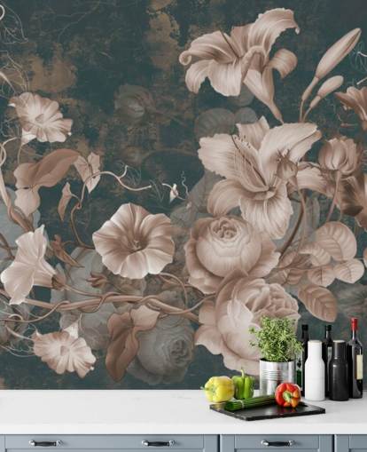 dammiga rosa blommor mot mörk bakgrund tapet dammiga rosa blommor mot mörk bakgrund tapet