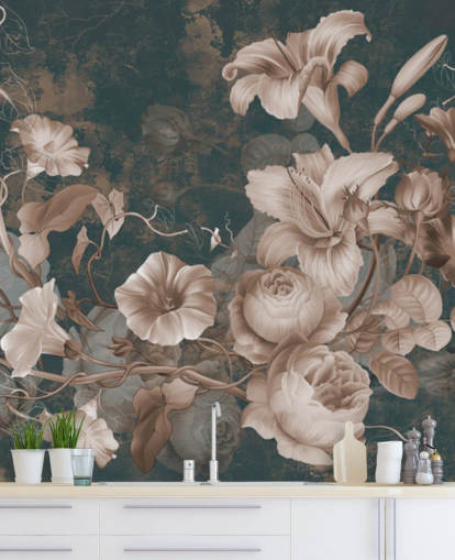 dusty pink flowers against dark background wallpaper dusty pink flowers against dark background wallpaper