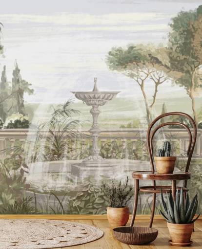 carta da parati giardino verde salvia