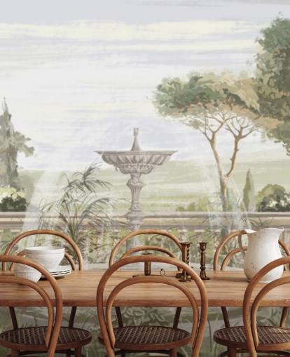 sage green garden wallpaper