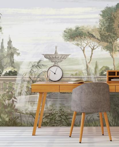 sage green garden wallpaper