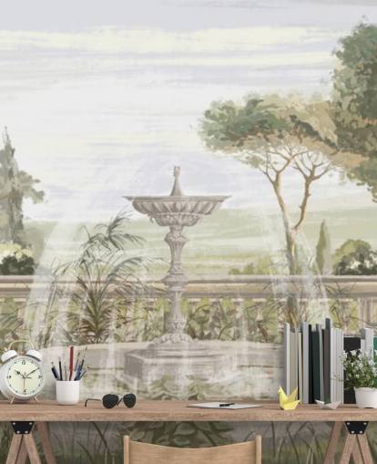 sage green garden wallpaper