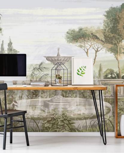 papier peint de jardin vert sauge