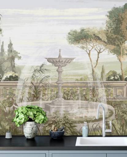 sage green garden wallpaper