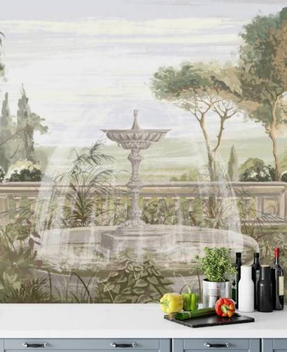 sage green garden wallpaper