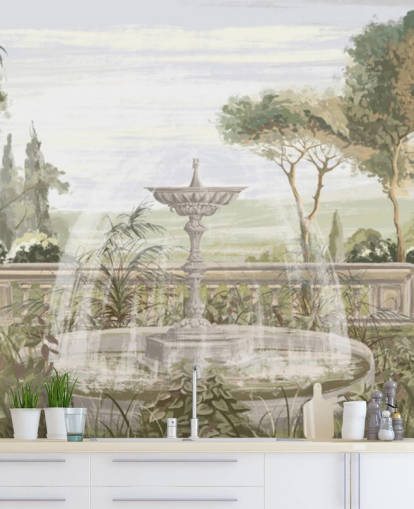 sage green garden wallpaper