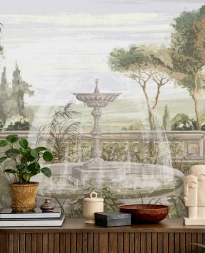 sage green garden wallpaper