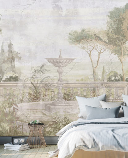 papel pintado de pintura de jardín envejecido verde