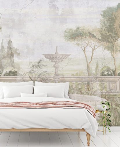 papel pintado de pintura de jardín envejecido verde