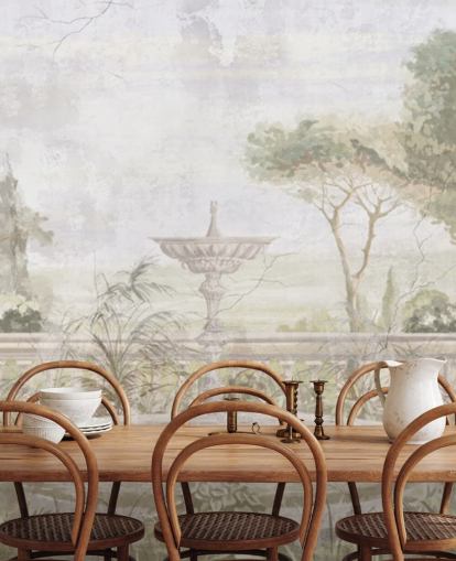 papel pintado de pintura de jardín envejecido verde