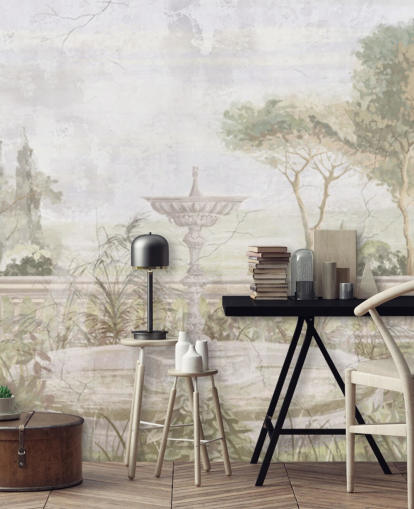 light green aged garden painting wallpaper light green aged garden painting wallpaper